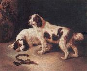 George Horlor Brittany Spaniels oil